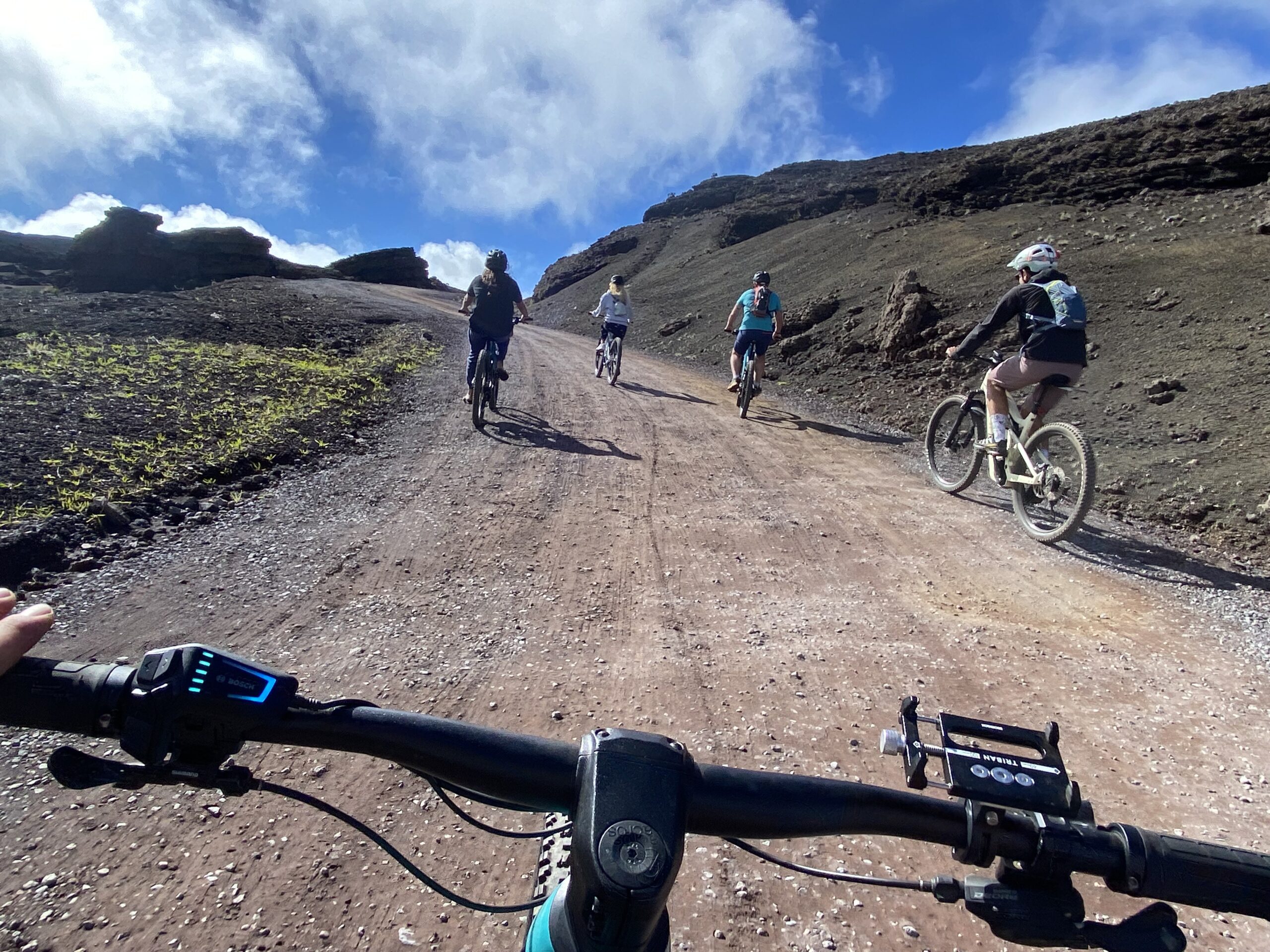 Sortie VTT électrique au volcan à La Réunion, vue sur la Plaine des Sables